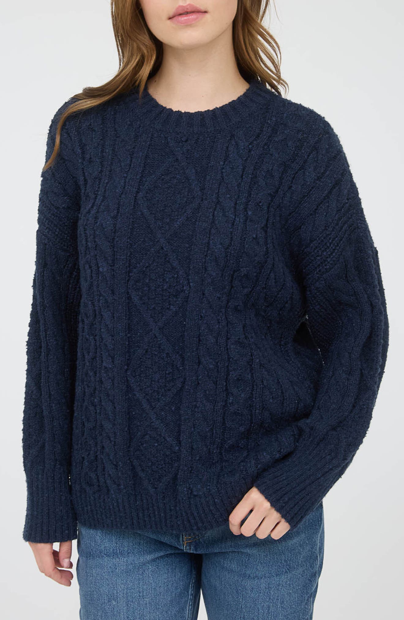 Blu Pepper Cable Stitch Crewneck Sweater