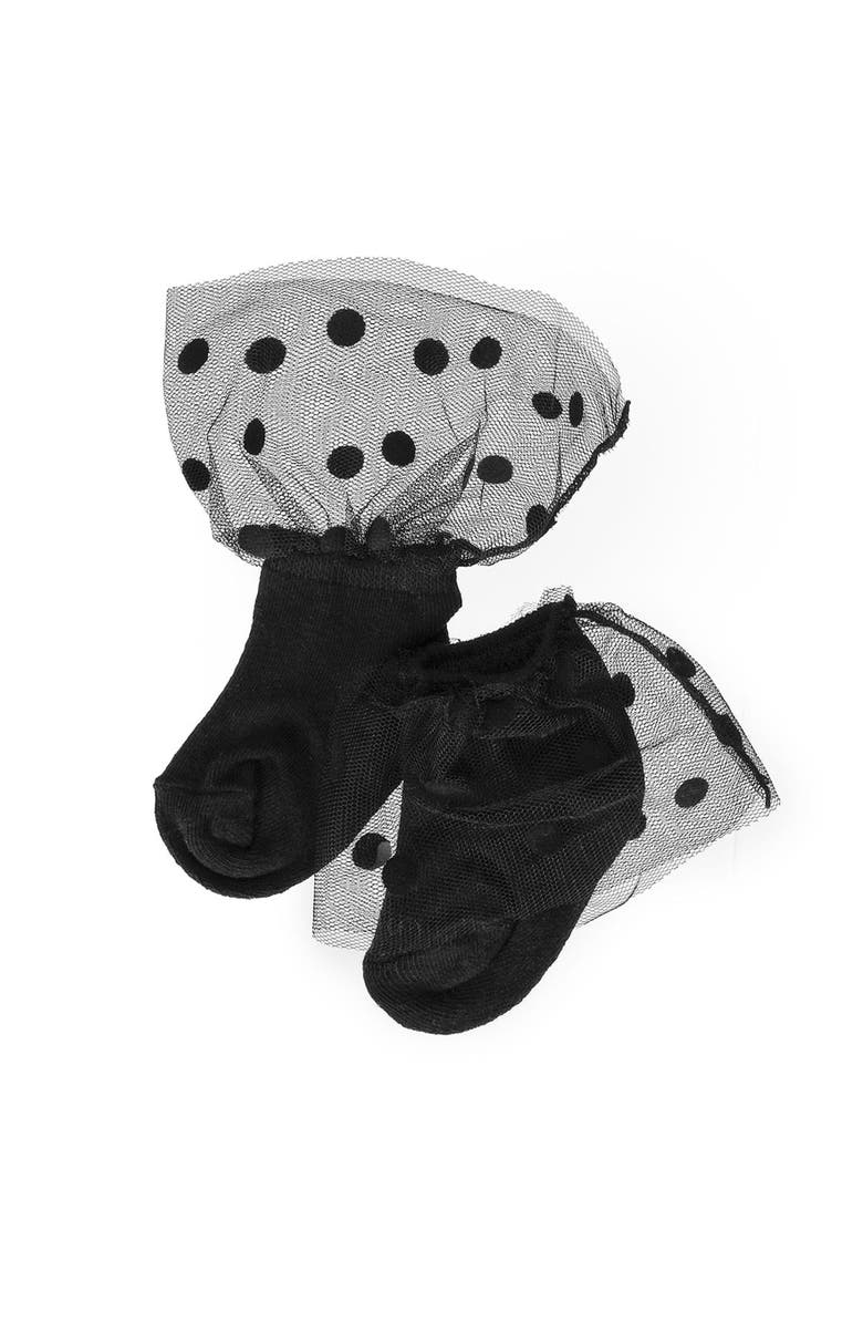 MeMoi Flocked Dot Tulle Anklet, Alternate, color, Black