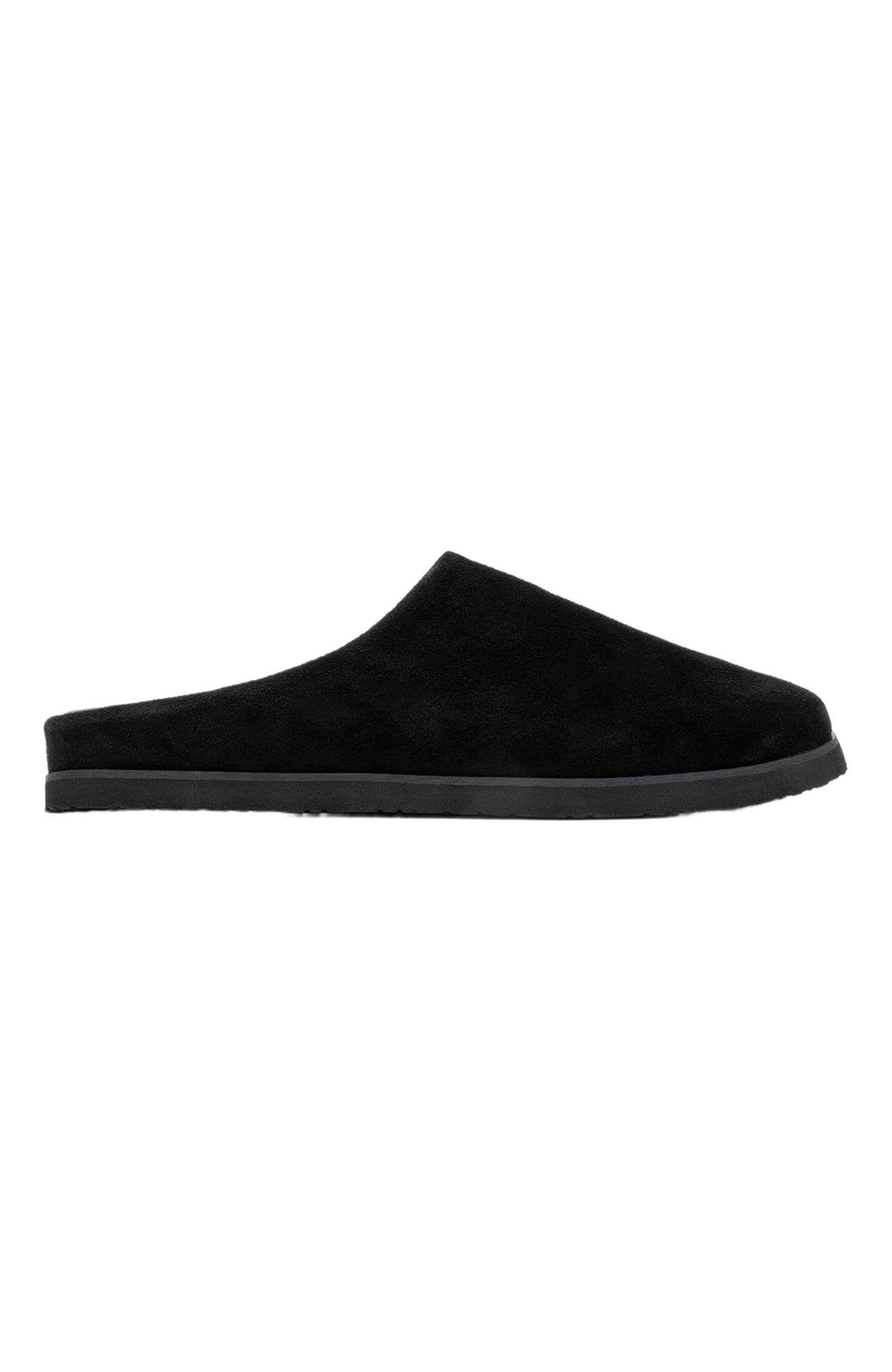 Forever 
Always Shoes Space Suede Leather Slide Sandal, Alternate, color, Black Leather