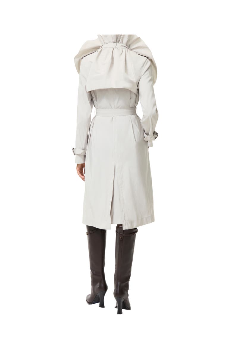 Long Faille Clare Trench Coat, Alternate, color, Glacier blue