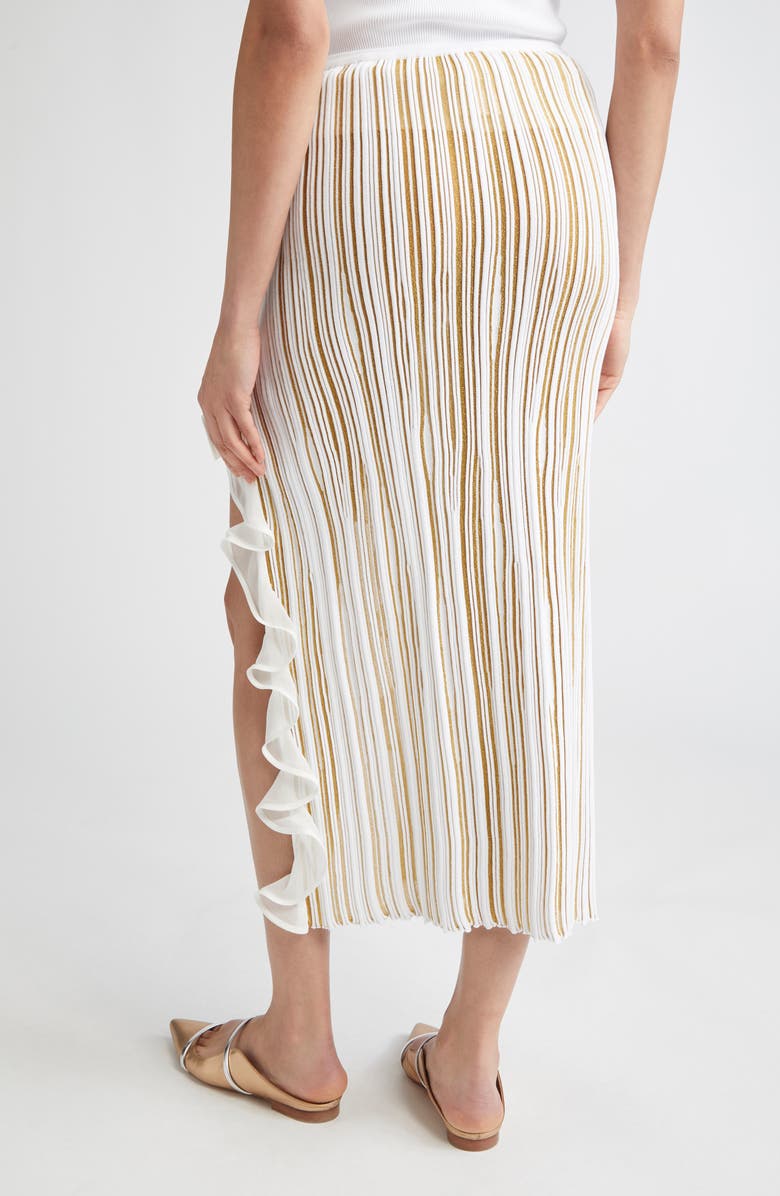 Giambattista Valli Ruffle Front Slit Knit Skirt, Alternate, color, Gold/ Ivory