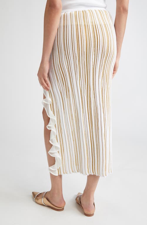 Giambattista Valli Ruffle Front Slit Knit Skirt In White