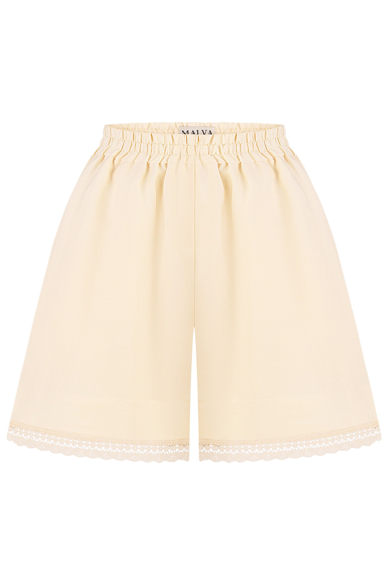 Lace-Trimmed High-Waisted Shorts, Main, color, Light Apricot