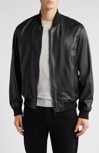 Emporio Armani Leather Bomber Jacket | Nordstrom Emporio Armani Leather Bomber Jacket | Nordstrom