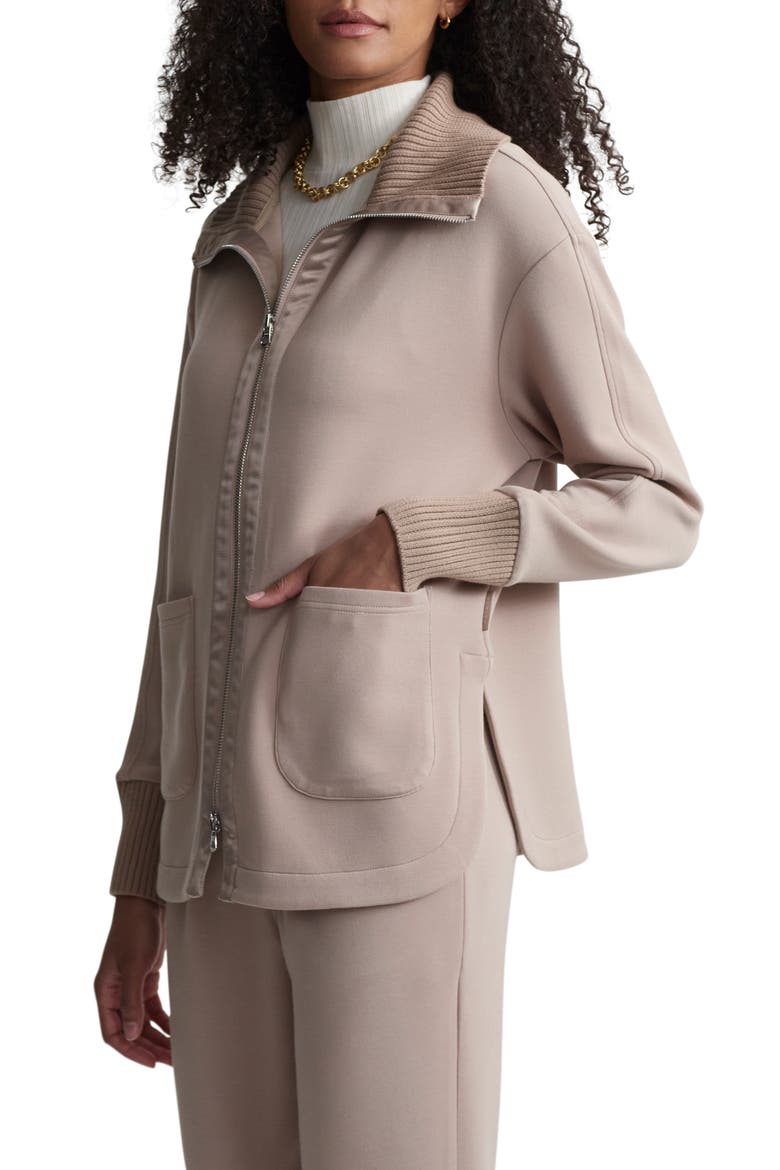 Niamh Knit Zip Jacket, Alternate, color, LIGHT TAUPE