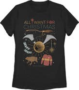 HARRY POTTER Women's Harry Potter All I Want for Wizard Christmas Graphic T-Shirt