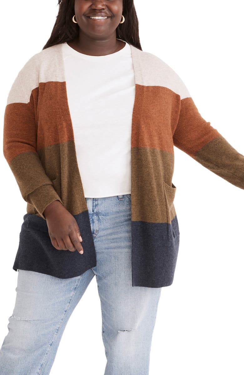 Madewell Kent Colorblock Stripe Cardigan Sweater, Main, color, 