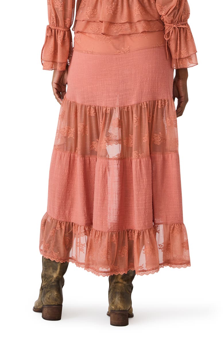 Steve Madden Allesandria Lace Detail High Low Skirt, Alternate, color, Canyon Rose