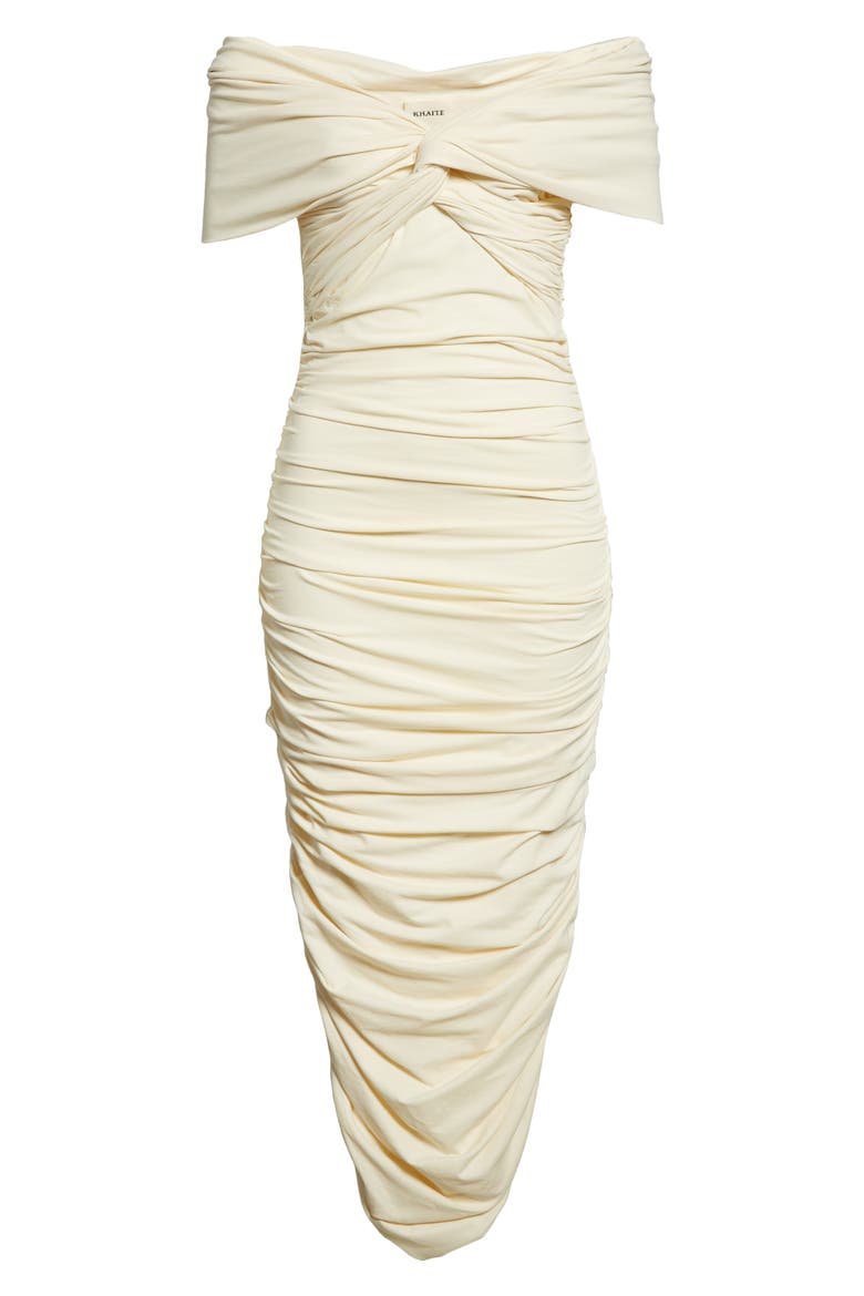 Spence Ruched Off the Shoulder Jersey Dress, Alternate, color, CREAM