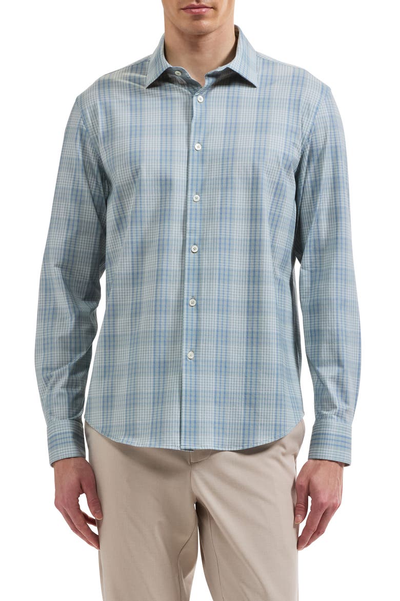 James Plaid Cotton Performance Shirt, Main, color, AVOCADO