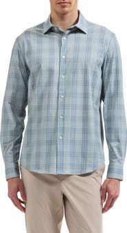 Bugatchi James Plaid Cotton Performance Shirt
