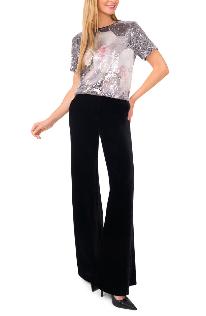 Ted Baker Floral Sequin Top, Alternate, color, Ivory/ Rich Black