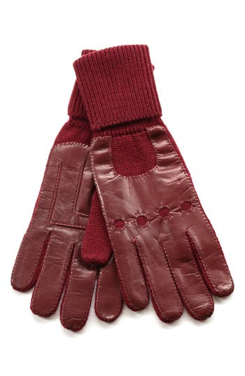 Portolano Cuffed Leather Gloves In Red