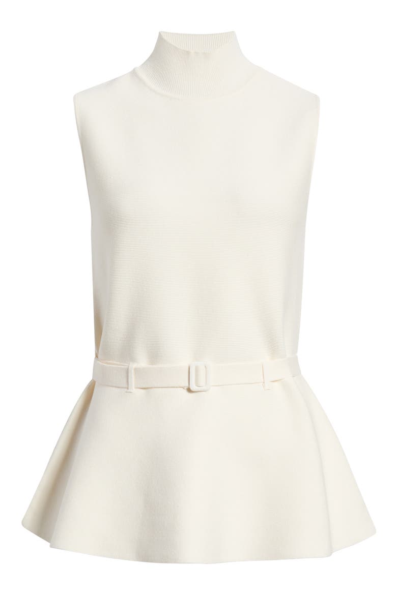 Sleeveless Belted Peplum Sweater, Alternate, color, WHITE DOVE