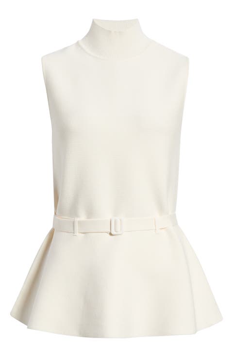 Sleeveless Belted Peplum Sweater