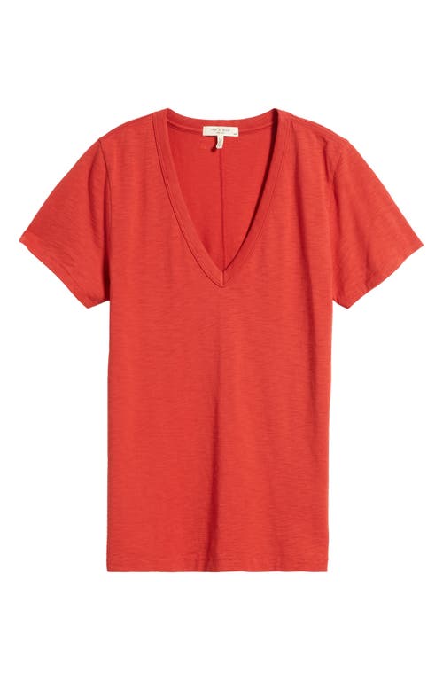 Rag & Bone The Vee Slub Cotton T-shirt In Red