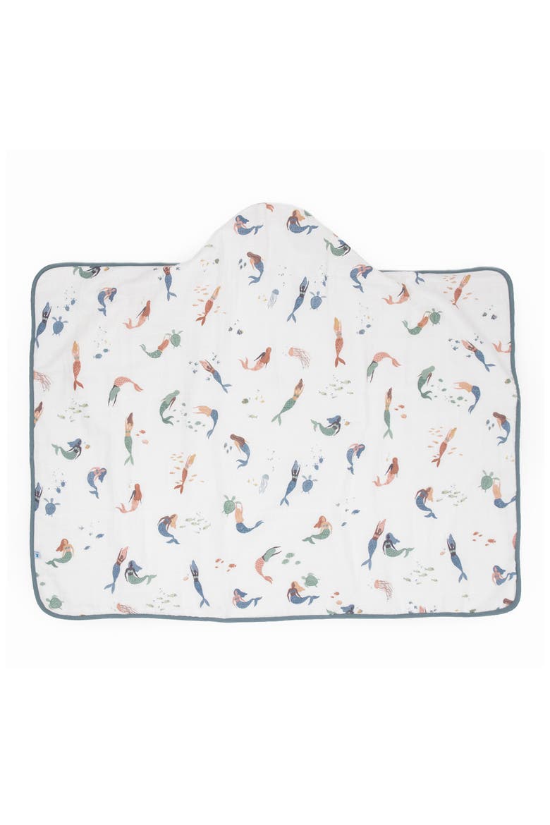 Cotton Muslin & Terry Hooded Towel, Alternate, color, MERMAID PARTY