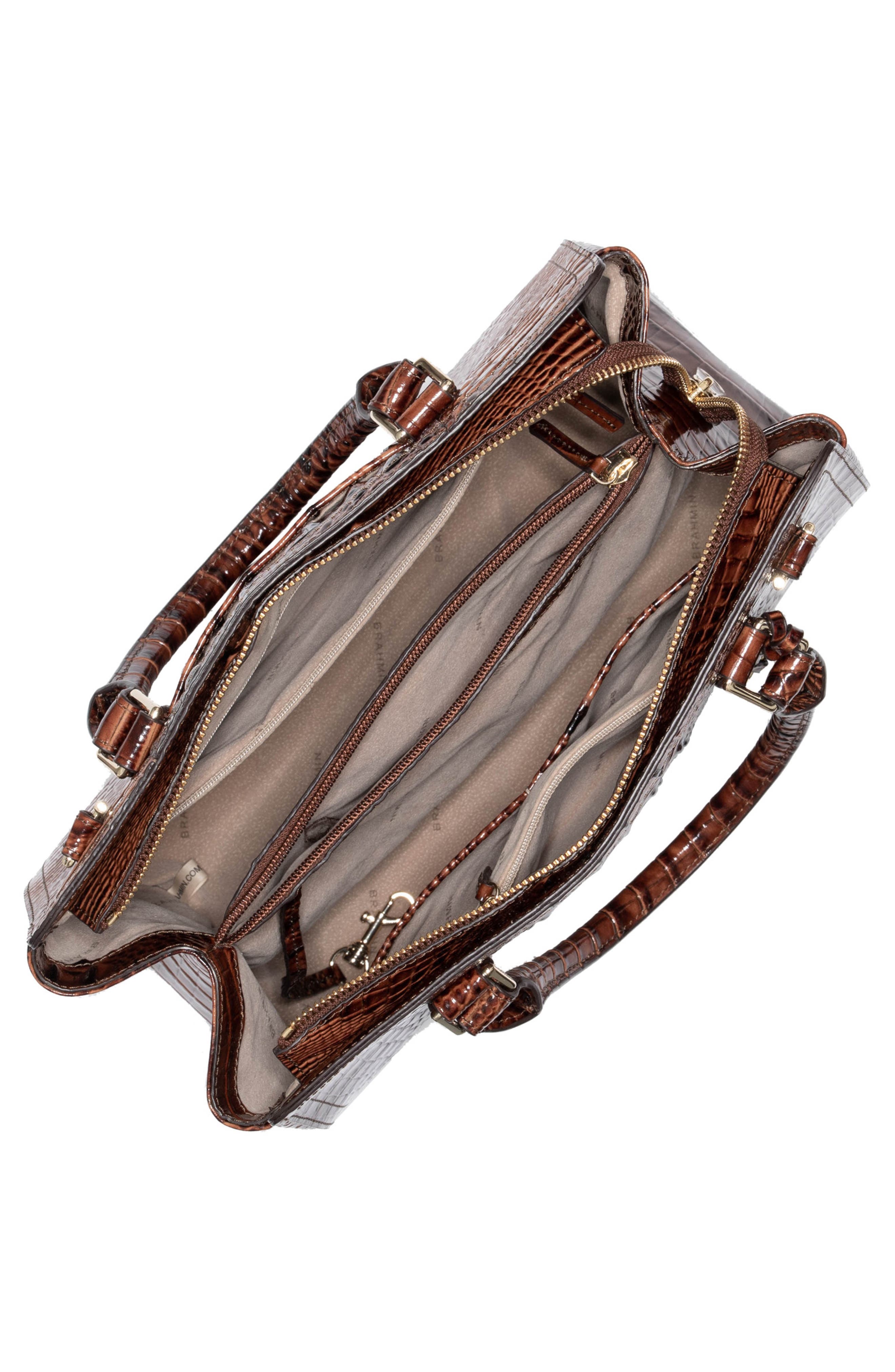 Brahmin Finley Small Croc Embossed Leather Satchel, Alternate, color, 