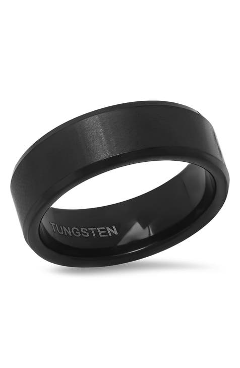 Men's Brushed Black IP Tungsten Band Ring - Size 11