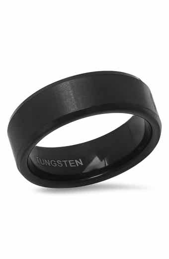 HMY JEWELRY Men's Brushed Black IP Tungsten Band Ring - Size 11