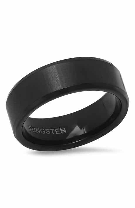 HMY JEWELRY Men's Brushed Black IP Tungsten Band Ring - Size 11