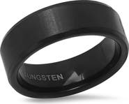 HMY JEWELRY Men's Brushed Black IP Tungsten Band Ring - Size 11