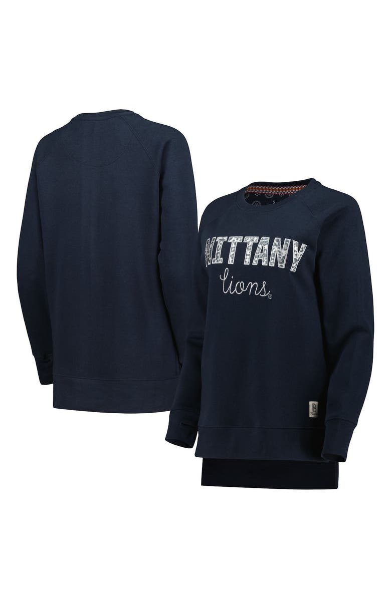 PRESSBOX Women's Pressbox Navy Penn State Nittany Lions Steamboat Animal Print Raglan Pullover Sweatshirt, Main, color, 