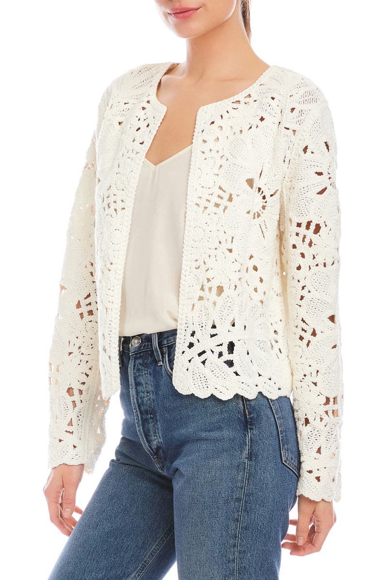 FIFTEEN TWENTY Emery Crochet Jacket, Alternate, color, Cream