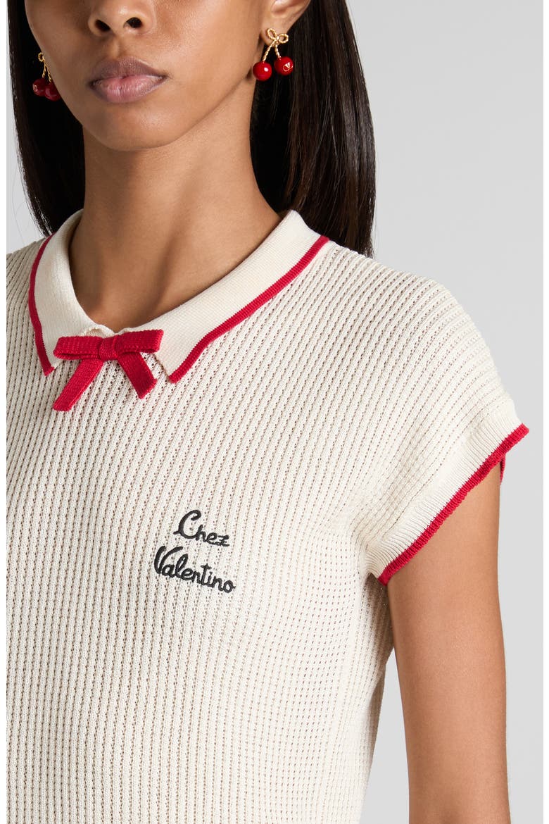 Chez Valentino Polo Sweater, Alternate, color, WHITE/ PINK