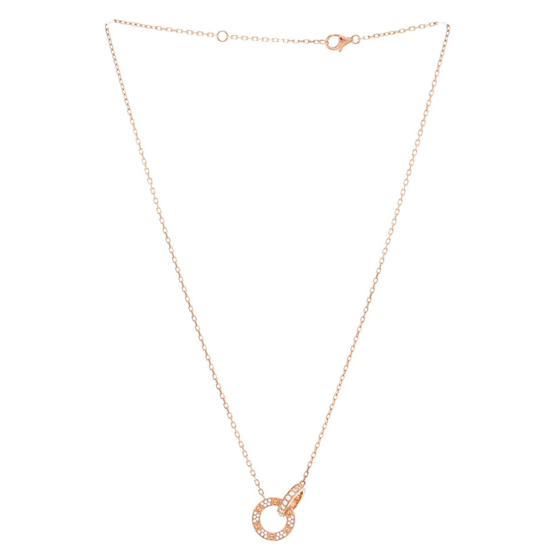 Love Interlocking Pave Necklace 18K Rose Gold and Diamonds, Alternate, color, Metallic Gold