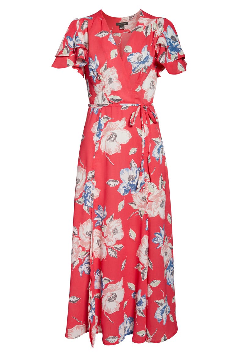 Cari Floral Flounce Sleeve Crepe Maxi Dress, Alternate, color, AZALEA MULTI