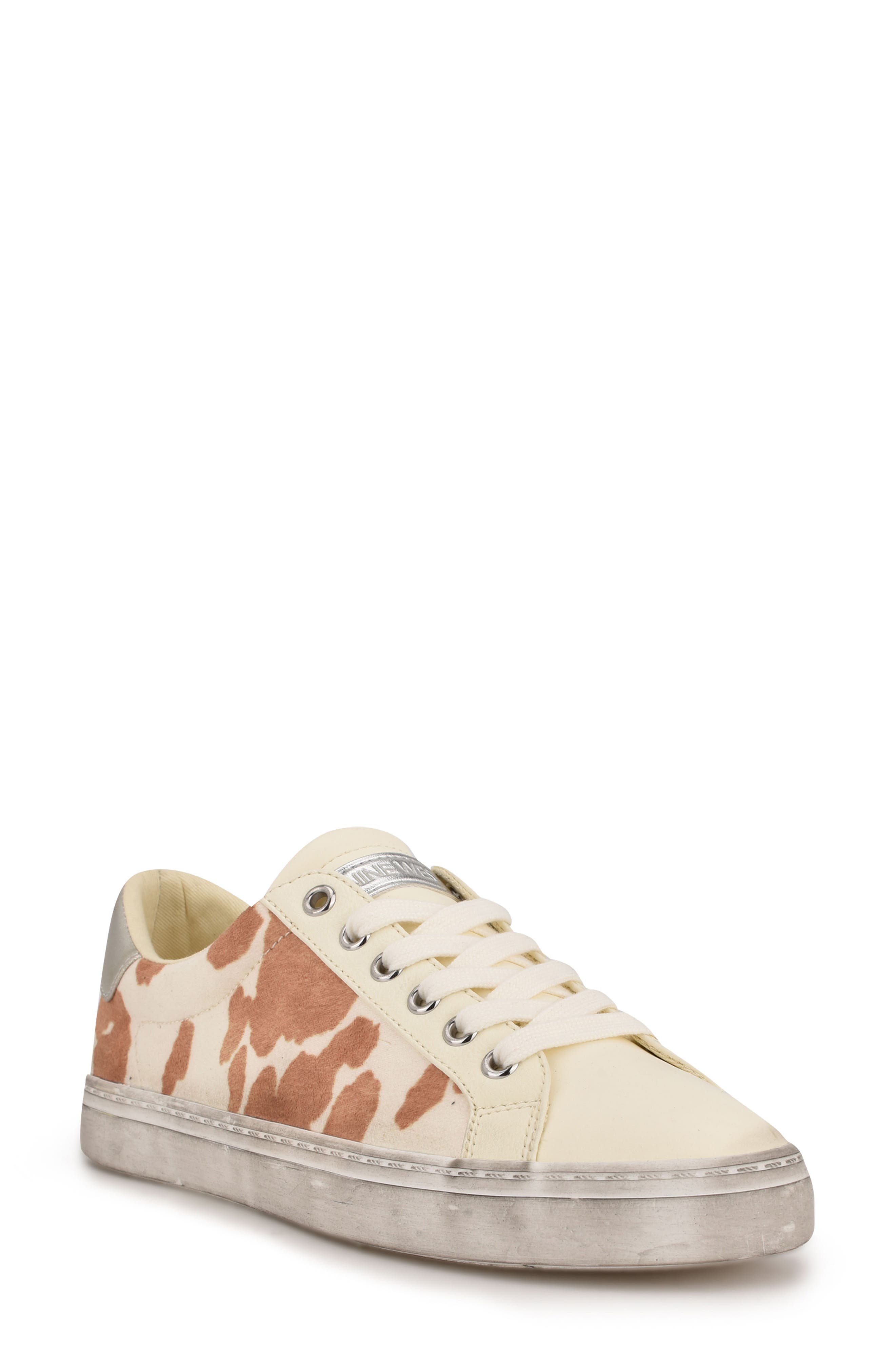 Best3 Glitter Sneaker, Main, color, CREAM/ COW PRINT MULTI