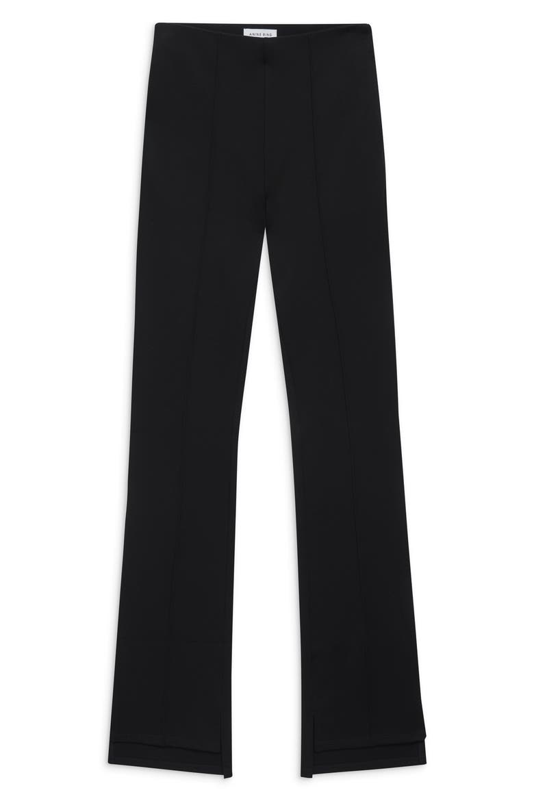 Lex High Waist Pintuck Slim Flare Ponte Pants, Alternate, color, BLACK