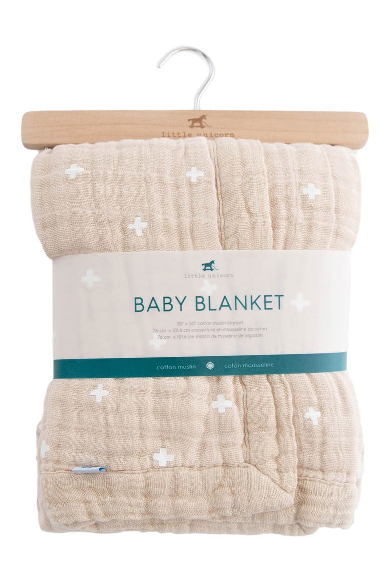 Cotton Muslin Baby Quilt, Alternate, color, TAUPE CROSS