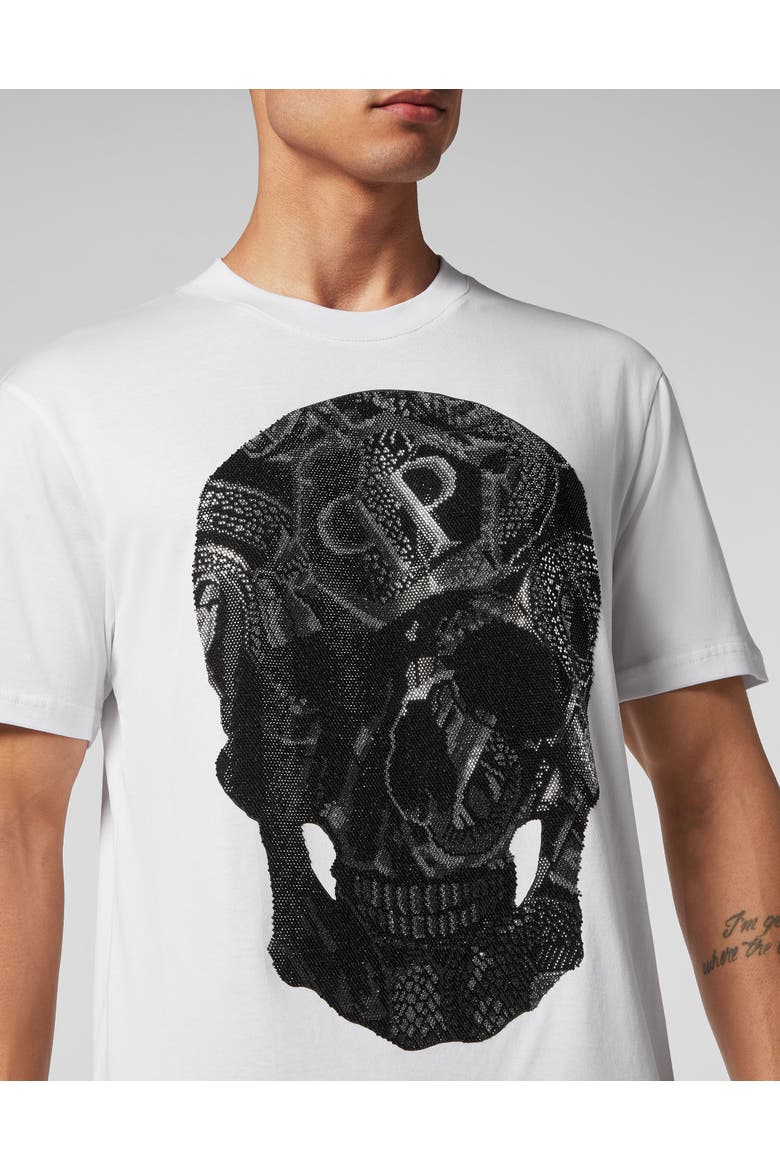 T-Shirt Round Neck Snake Men, Alternate, color, white