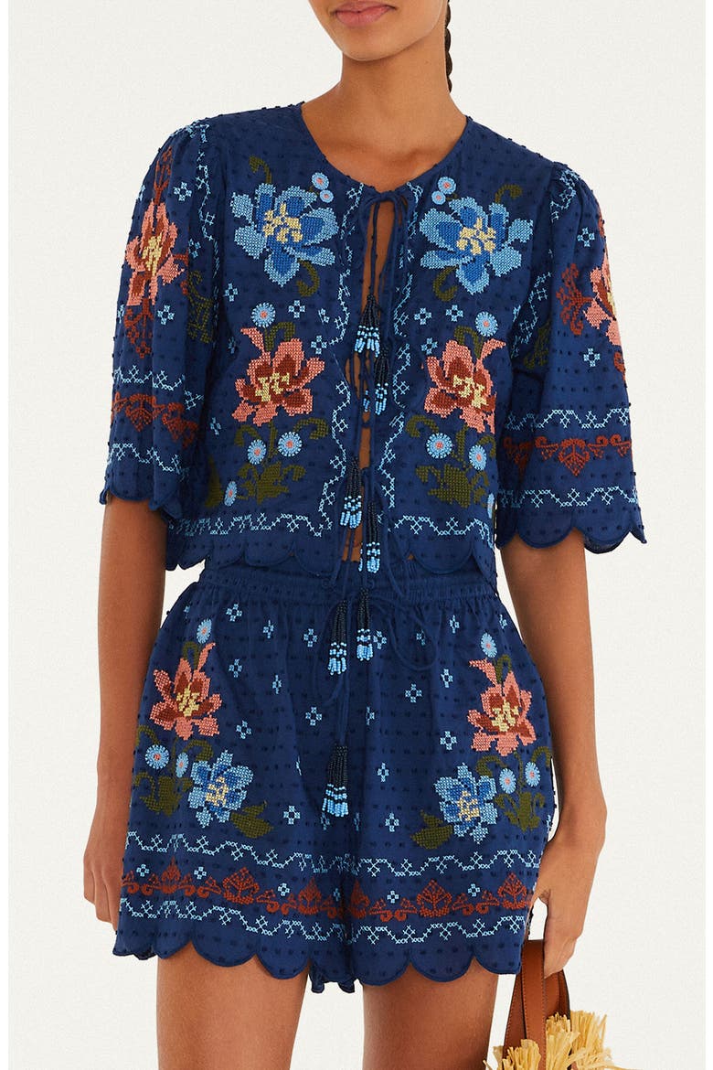 Stitched Garden Cover-Up Top, Main, color, DARK BLUE