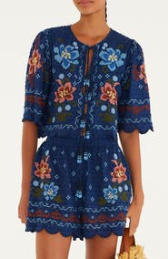 FARM Rio Stitched Garden Cover-Up Top