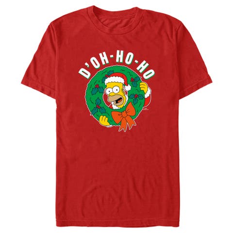 Men's The Simpsons Christmas Homer Doh-Ho Wreath Graphic Tee