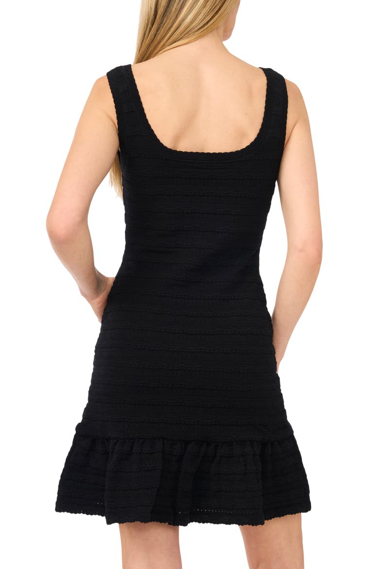 Square Neck Pointelle Minidress, Alternate, color, RICH BLACK