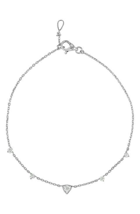 18K White Gold Diamond Station Bracelet