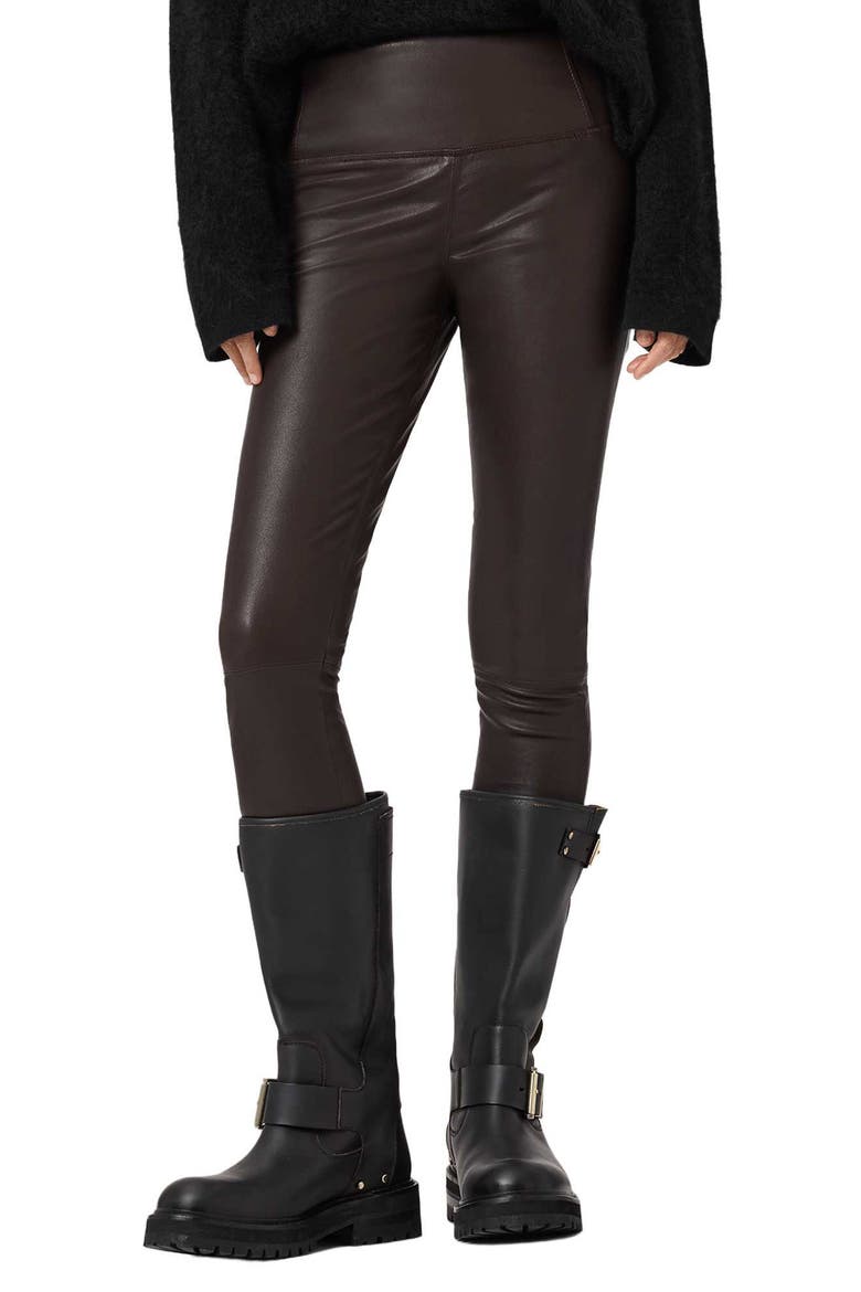 Cora Leather Leggings, Main, color, BITTER BROWN