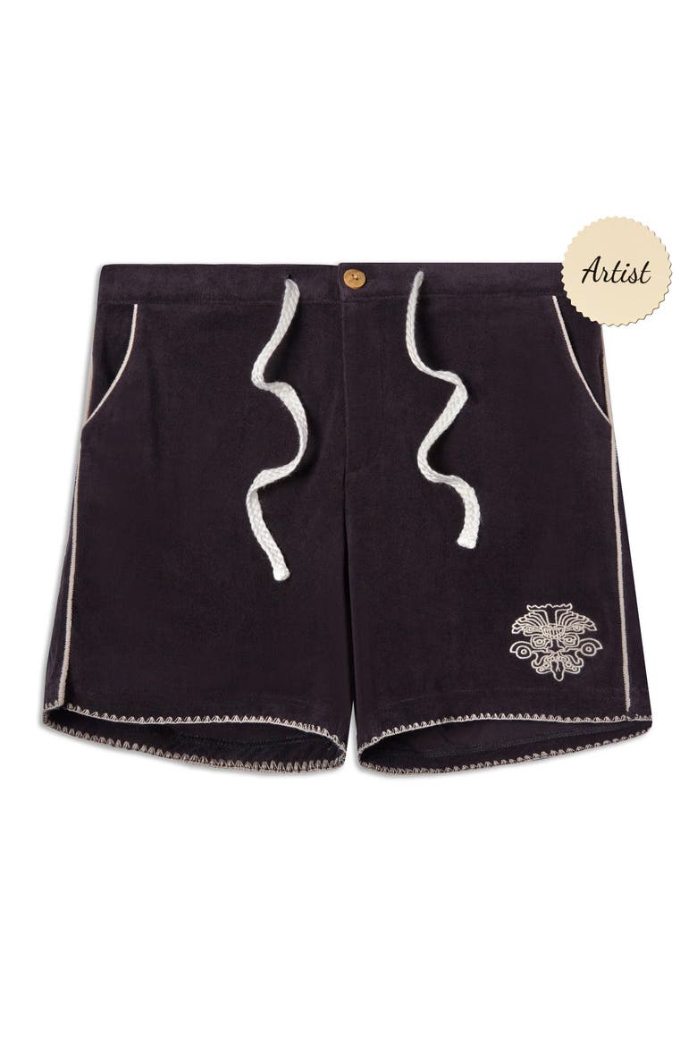 'Agua Mágica' Cabana Shorts, Main, color, Black