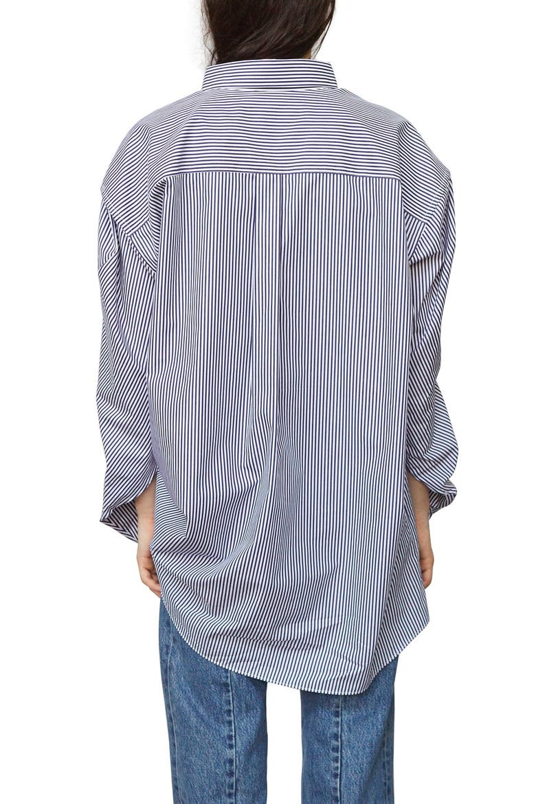 Stripe Cotton Shirt, Alternate, color, NAVY / WHITE STRIPE