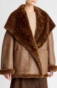 Vince Hooded Genuine Shearling Jacket