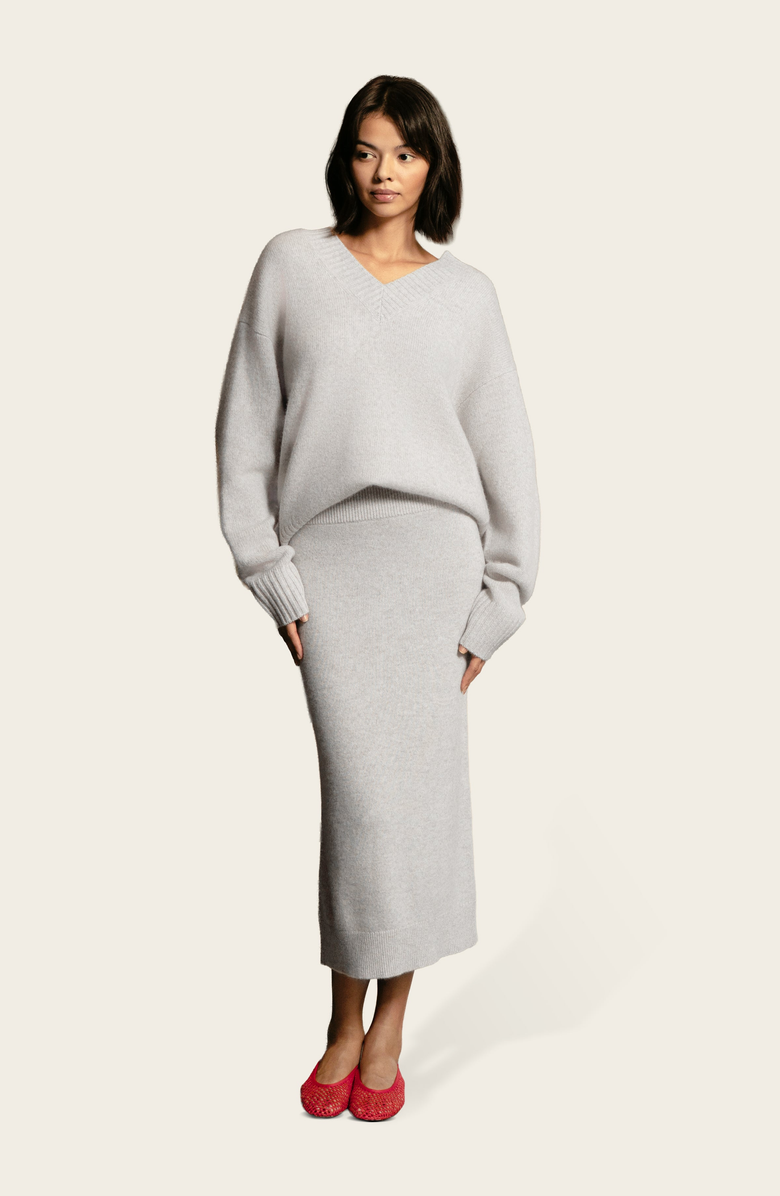 Italic Gemma Cashmere Midi Skirt, Alternate, color, Oatmeal