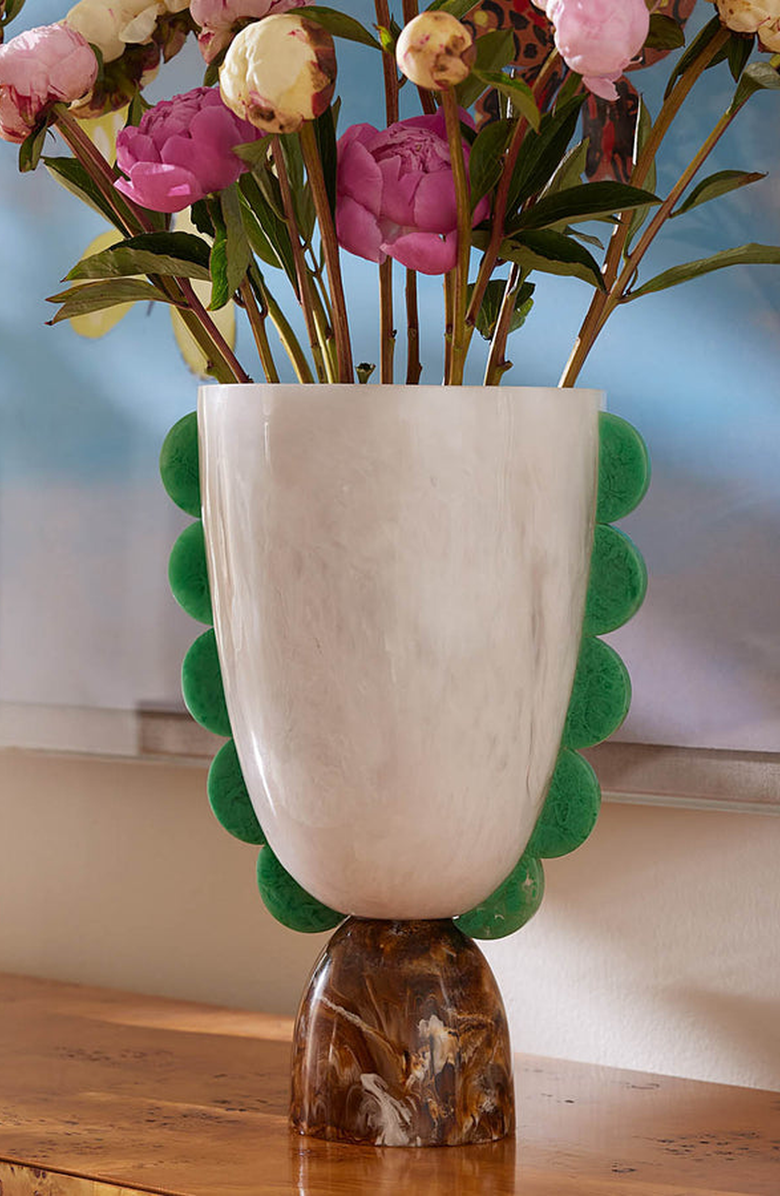 Jonathan Adler Como Scalloped Urn, Alternate, color, White / Green / Brown