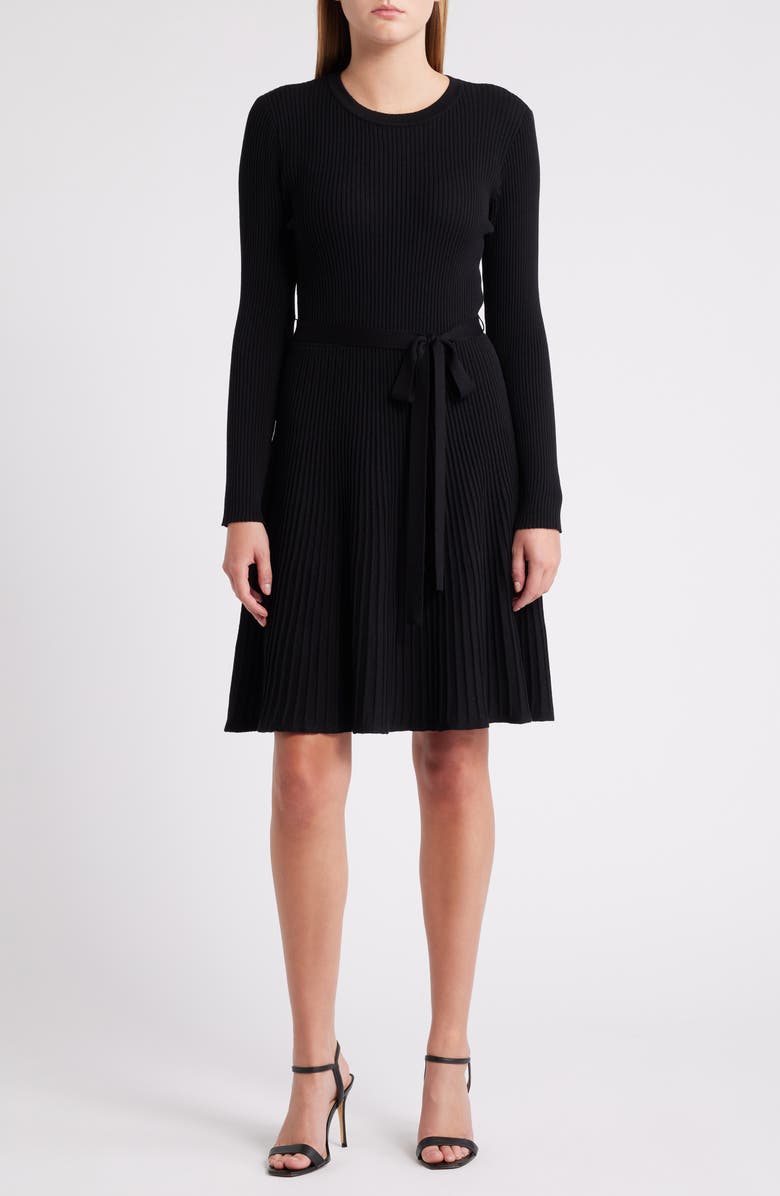 Julia Jordan Rib Long Sleeve Belted Sweater Dress, Main, color,