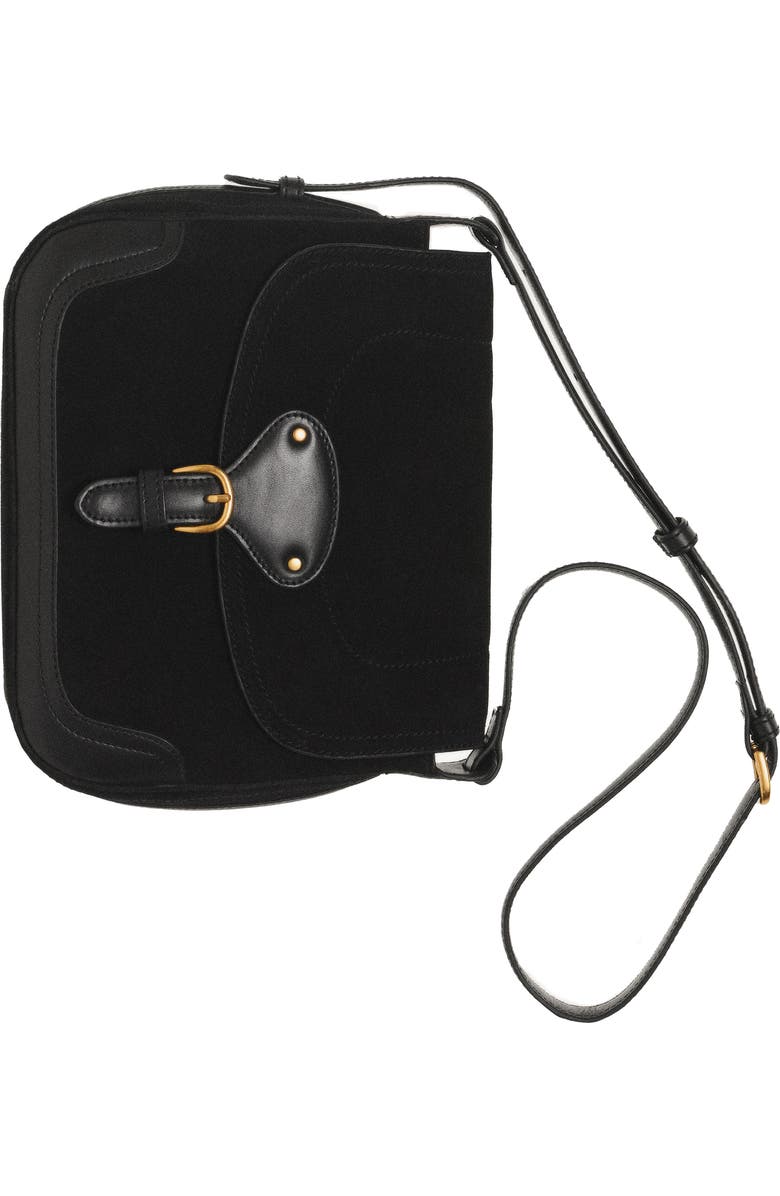 MANGO Buckle Strap Suede & Leather Shoulder Bag, Alternate, color,