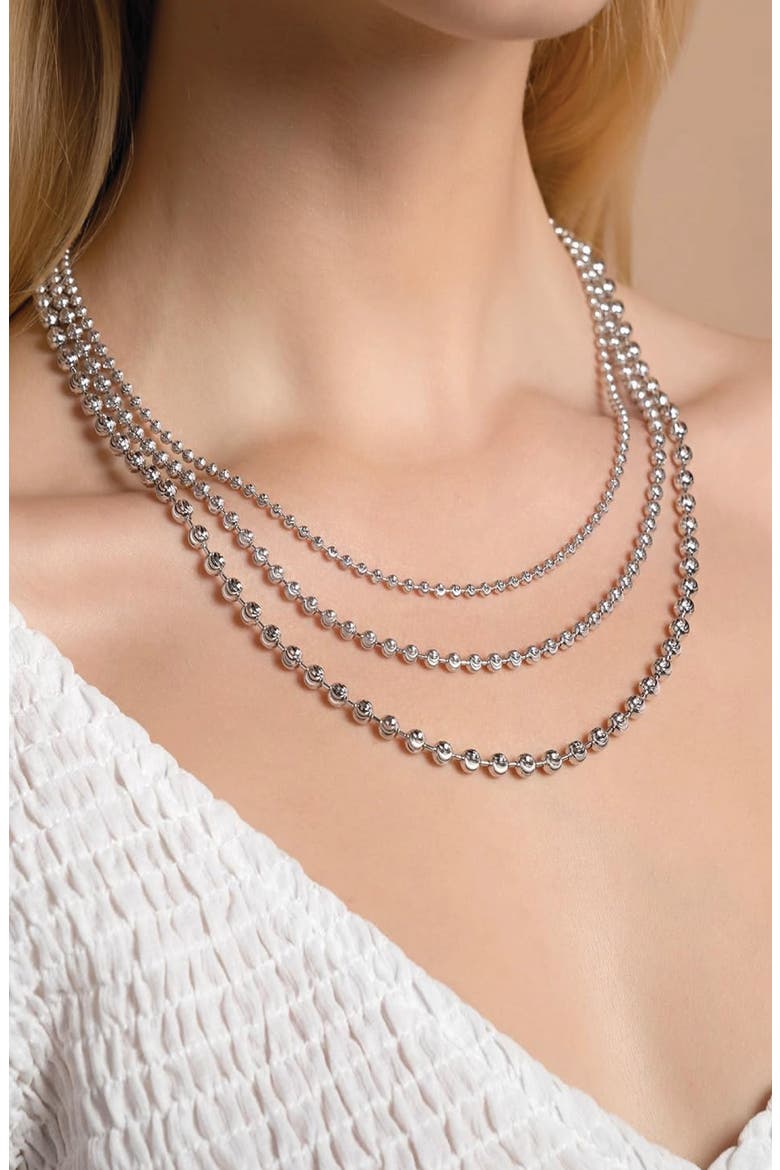 Sterling Silver Moon Ball Chain Necklace, Alternate, color, SILVER