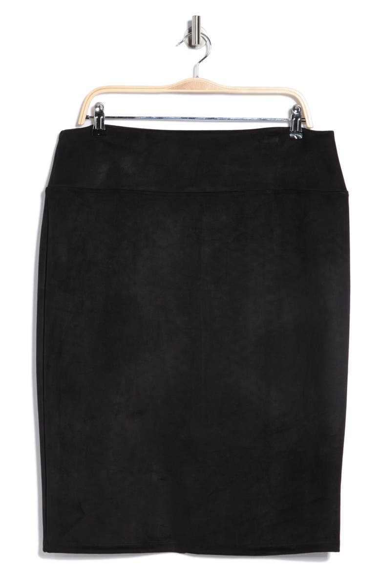 Faux Suede Pencil Skirt, Alternate, color, BLACK